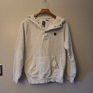 Volcom Cream Pullover Hoodie 1/4  Button Casual Soft